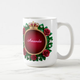 👑 Anpassat namn Guld Krona Rosor Elegant Lyx 💖 Kaffemugg