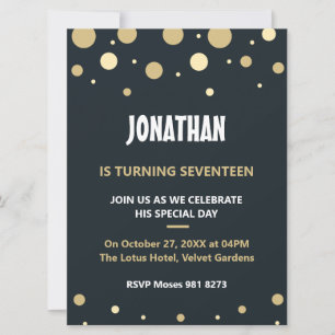 Anpassat namn Guld Modern 50-årsdag Inbjudningar