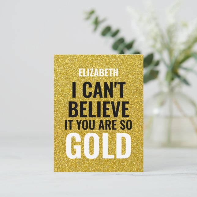Anpassat namn Guld Modern 50-årsdag Vykort (Stående Fram)