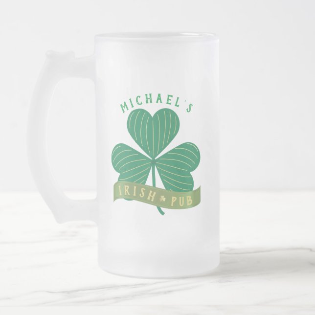 Anpassat namn Guld Shamrock St patrick's day Frostat Ölglas (Vänster)