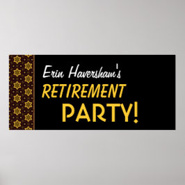 Anpassat namn Guld Svart för pension Party Poster