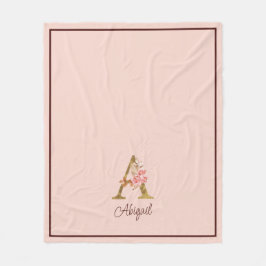 Anpassat namn Gulfenolja  Rosa ros Brev A Fleecefilt