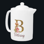 Anpassat namn Gulfenolja  Rosa ros Brev B<br><div class="desc">Det anpassade namnet Guld Foil  Rosa ros Brev B-designen visar en delikat blommigt monogram med gyllene shimmer - perfekt för anpassning av eleganten,  romantiska vibes och tankfulla skapelser baserade på namn. Klicka på "Anpassa" om du vill lägga till ditt namn eller någon speciell.</div>