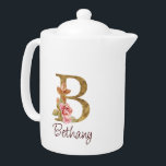 Anpassat namn Gulfenolja  Rosa ros Brev B<br><div class="desc">Det anpassade namnet Guld Foil  Rosa ros Brev B-designen visar en delikat blommigt monogram med gyllene shimmer - perfekt för anpassning av eleganten,  romantiska vibes och tankfulla skapelser baserade på namn. Klicka på "Anpassa" om du vill lägga till ditt namn eller någon speciell.</div>