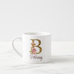 Anpassat namn Gulfenolja  Rosa ros Brev B Espressomugg<br><div class="desc">Det anpassade namnet Guld Foil  Rosa ros Brev B-designen visar en delikat blommigt monogram med gyllene shimmer - perfekt för anpassning av eleganten,  romantiska vibes och tankfulla skapelser baserade på namn. Klicka på "Anpassa" om du vill lägga till ditt namn eller någon speciell.</div>