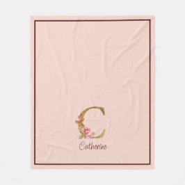 Anpassat namn Gulfenolja  Rosa ros Brev C Fleecefilt