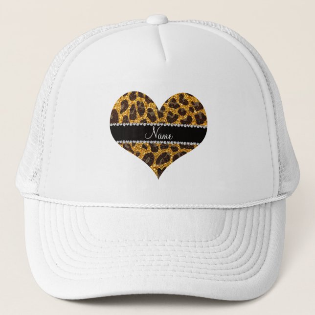 Anpassat namn gult glitter leopard keps (Framsida)