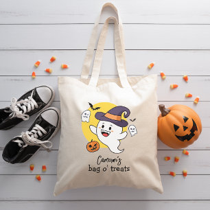Anpassat namn Halloween Bus eller godis Cute Ghost Tygkasse