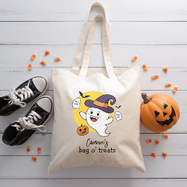 Anpassat namn Halloween Bus eller godis Cute Ghost Tygkasse