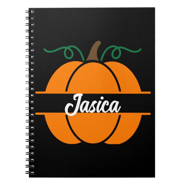 Anpassat namn Halloween Pumpkin Monogram Gift Anteckningsbok (Framsidan)