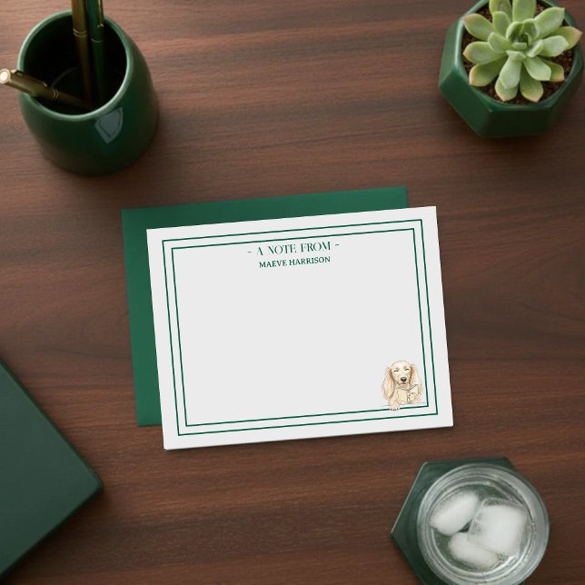 Anpassat Namn Handritad Dachshund Läsning Anteckningskort (Gift custom stationery to the dog lover in your life! )