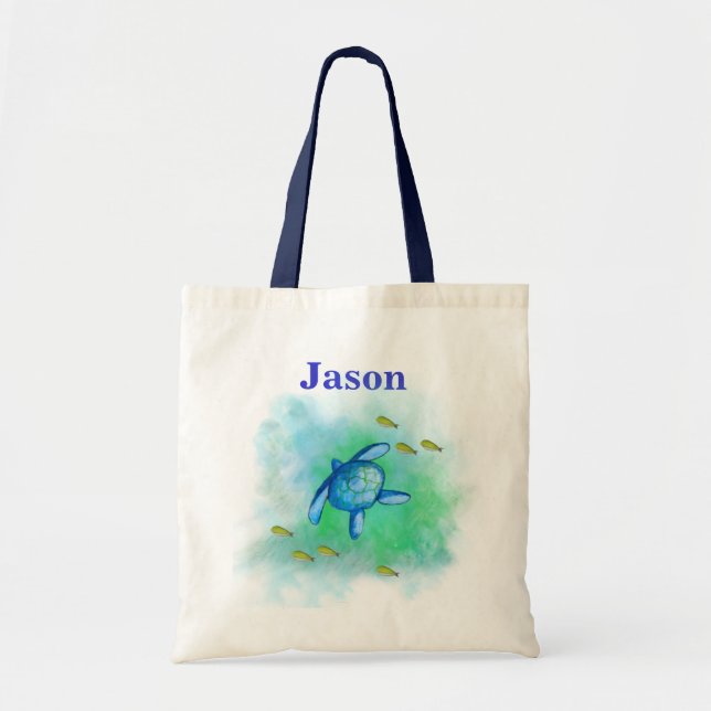 Anpassat namn Havssköldpadda Totebag Tygkasse (Framsidan)