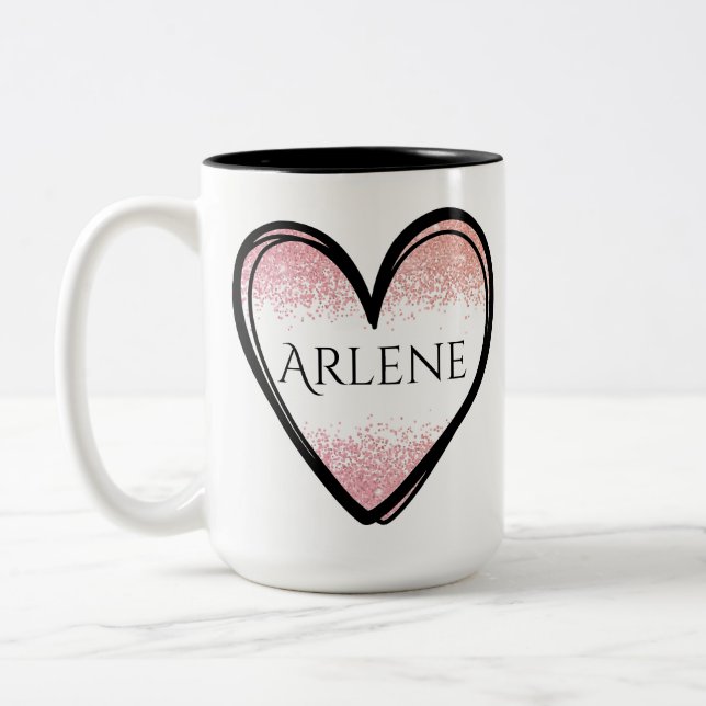 Anpassat namn Heart Mugg, Anpassat namn Kaffe Kopp (Vänster)