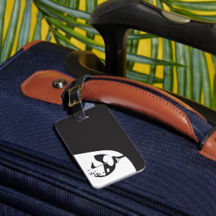 Anpassat namn Hej Black and White Golf Bagagebricka
