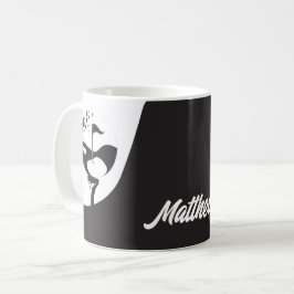 Anpassat namn Hej Black and White Golf Kaffemugg