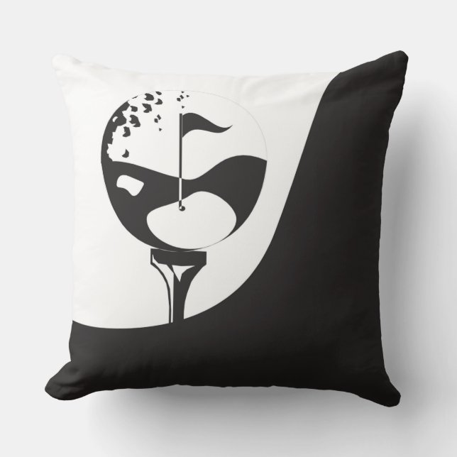 Anpassat namn Hej Black and White Golf Kudde (Framsida)