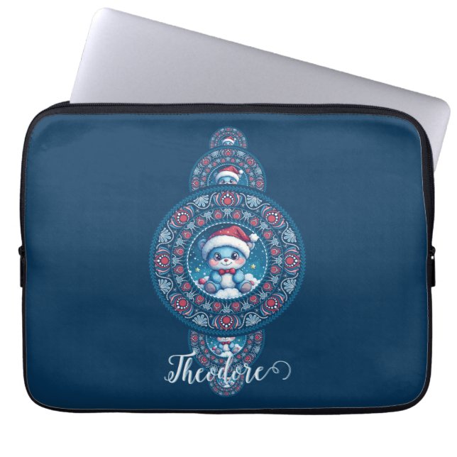 Anpassat namn Helgdag Kawaii Bear Ornamental Manda Laptop Fodral (Framsidan)