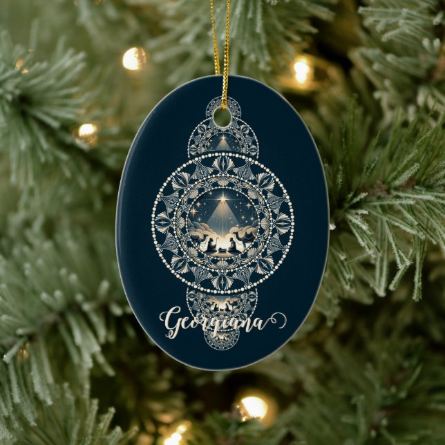 Anpassat namn Heliga stjärna för  Ornamental Manda Julgransprydnad Keramik (Träd)