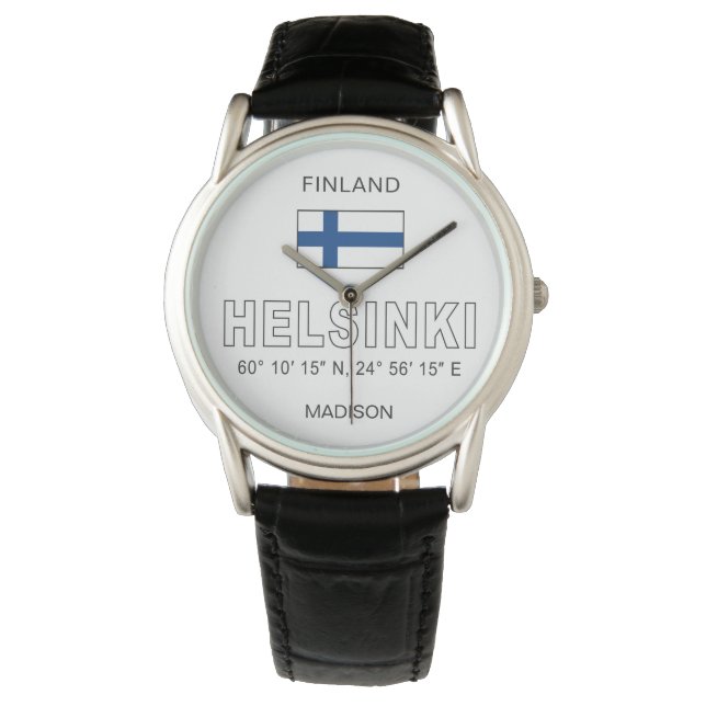 Anpassat namn Helsingfors koordinater Armbandsur (Framsida)