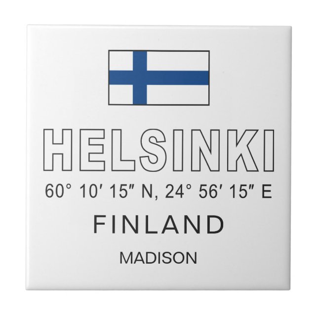 Anpassat namn Helsingfors koordinater Kakelplatta (Framsidan)