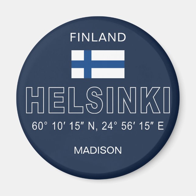 Anpassat namn Helsingfors koordinater Magnet (Framsidan)