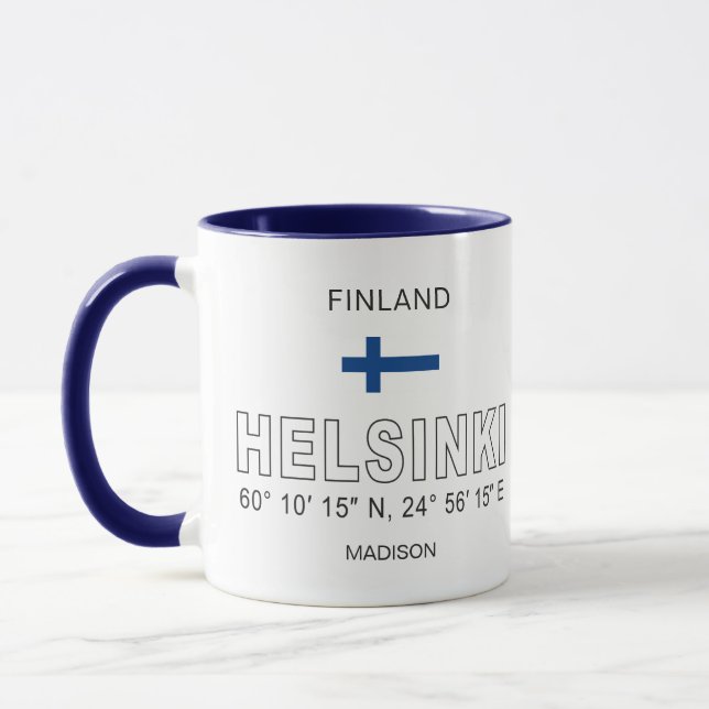 Anpassat namn Helsingfors koordinater Mugg (Vänster)