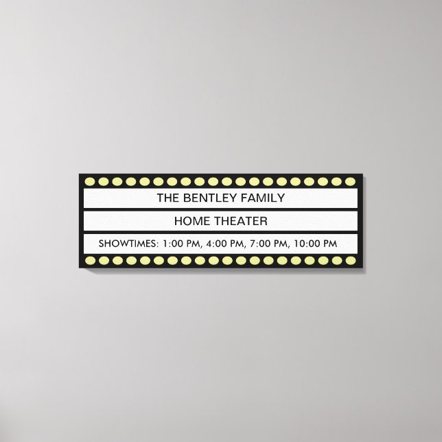 Anpassat namn Hemfilmteaterdiagram, personlig mark Canvastryck (Framsida)