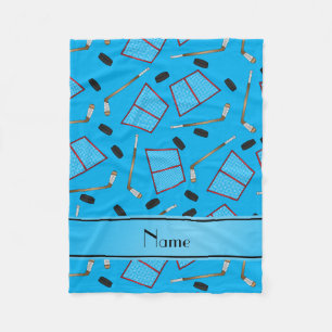 Anpassat namn himlar blå hockeystilnät fleecefilt