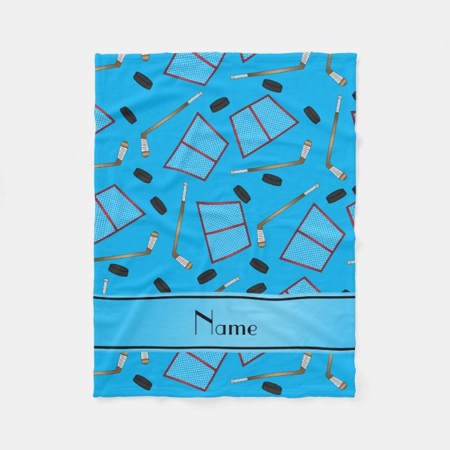 Anpassat namn himlar blå hockeystilnät fleecefilt (Framsidan)