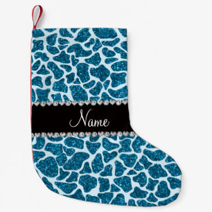 Anpassat namn himlar blue glitter giraffe liten julstrumpa