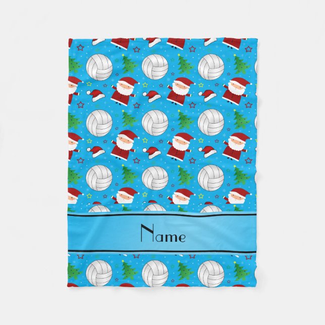 Anpassat namn himlar blue volleyball christmas mön fleecefilt (Framsidan)