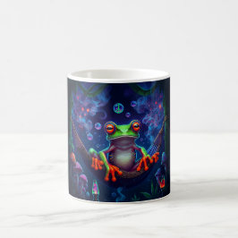 Anpassat namn Hippie Peace Psychedelic Träd Frog Kaffemugg