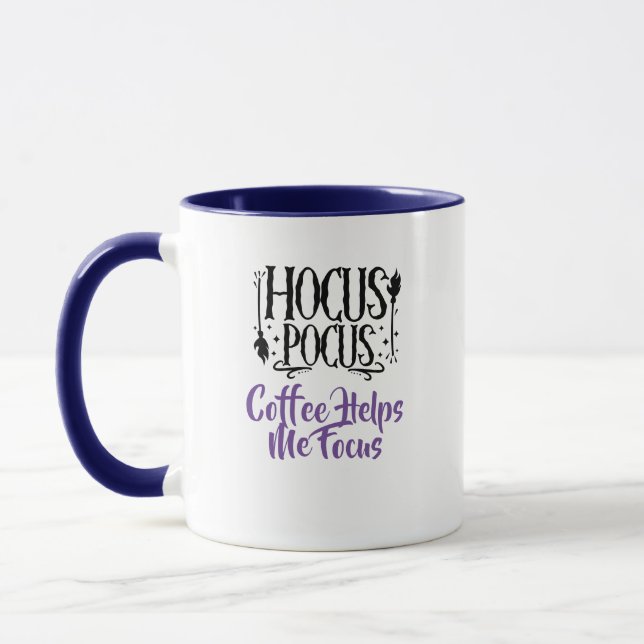 Anpassat namn 'Hokus Pokus Kaffe Hjälper mig Fokus Mugg (Vänster)