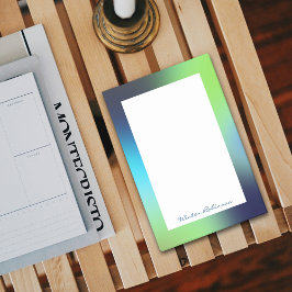 Anpassat namn holografisk blå grönt turkos ombre post-it block