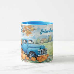 Anpassat Namn Höst Vintage Pickup och Pumpor Mugg