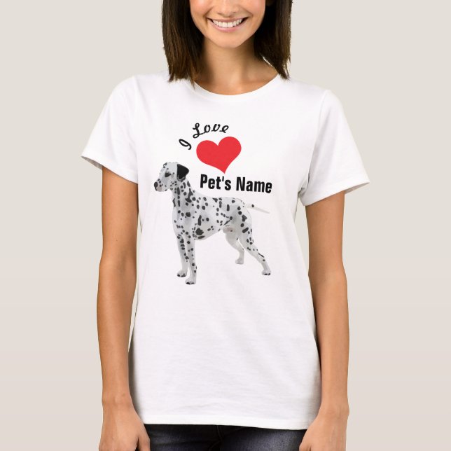 Anpassat namn Hund Dalmatien T-shirt (Framsida)