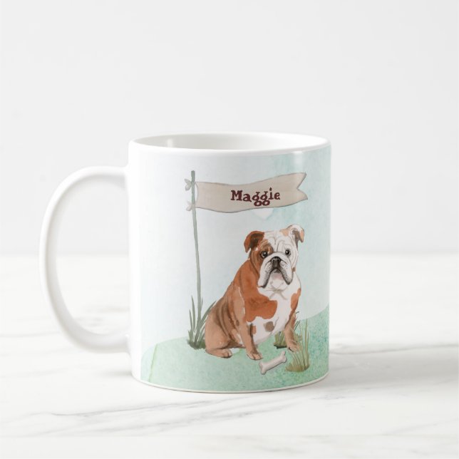 Anpassat namn - Hund för engelska bulldog-pet Kaffemugg (Vänster)