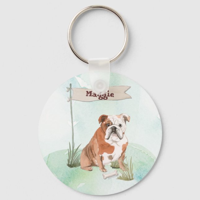Anpassat namn - Hund för engelska bulldog-pet Nyckelring (Framsida)