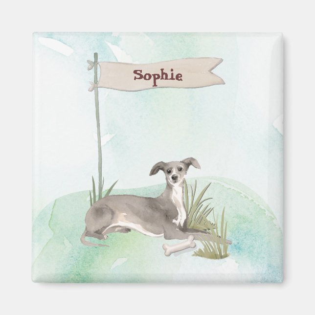 Anpassat namn - Hund Greyhound Pet Magnet (Framsidan)