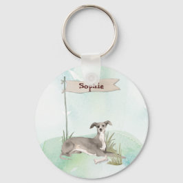 Anpassat namn - Hund Greyhound Pet Nyckelring