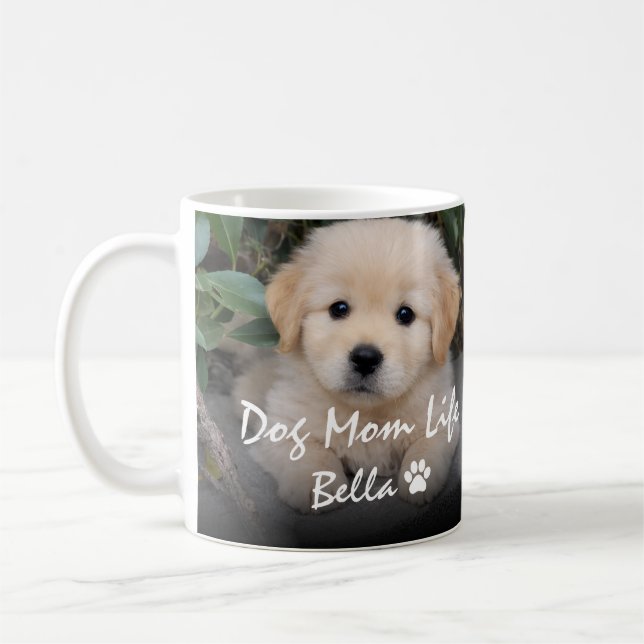 Anpassat Namn Hundmamma Liv Bella Valpdesign Kaffemugg (Vänster)