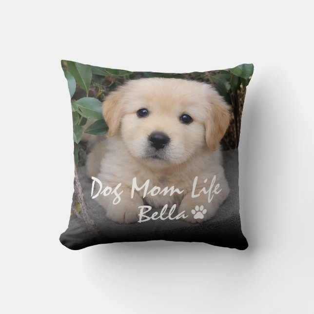 Anpassat Namn Hundmamma Liv Bella Valpdesign Kudde (Framsida)