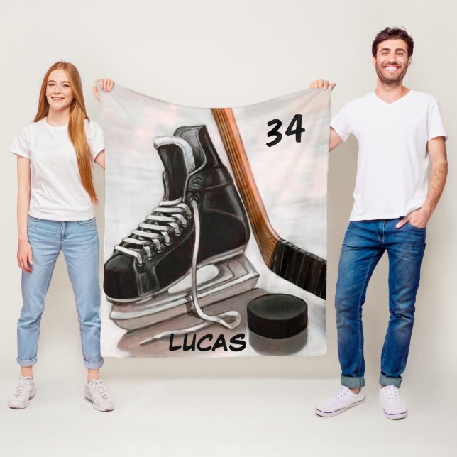 ANPASSAT NAMN ICE HOCKEY FLEECE BLANKET (På plats)