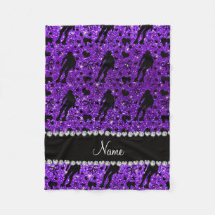 Anpassat namn indigo glitter lila rollderby fleecefilt