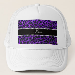 Anpassat namn indigo lila glitter leopard print keps
