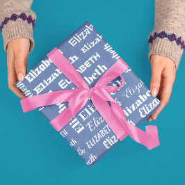 Anpassat namn Inledande monogram blå vit gift Presentpapper