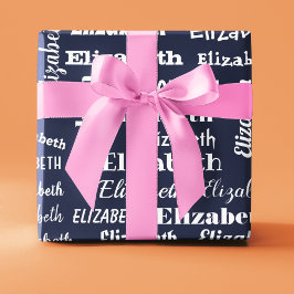 Anpassat namn Inledande monogram Blå vit gift Presentpapper