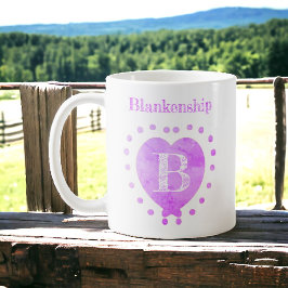 Anpassat namn Inledande polka Dot Lila Heart Kaffemugg