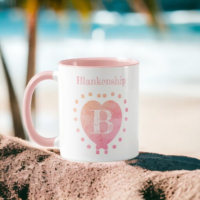 Anpassat namn Inledande polka Dot Rosa Heart Mugg (Ready for your personalization or remove of the template text.)
