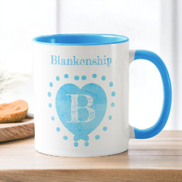 Anpassat namn Inledande polka-punktblått hjärta Mugg
